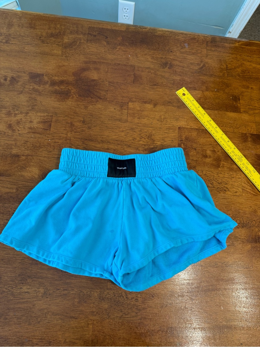 Talentless Women's Boxing Shorts Medium M Turquoise Blue Cotton Fleece FLAWED